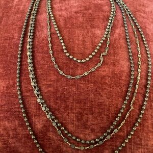 Jan Michaels 5 Layered Necklace – Multi-Strand metal necklace.